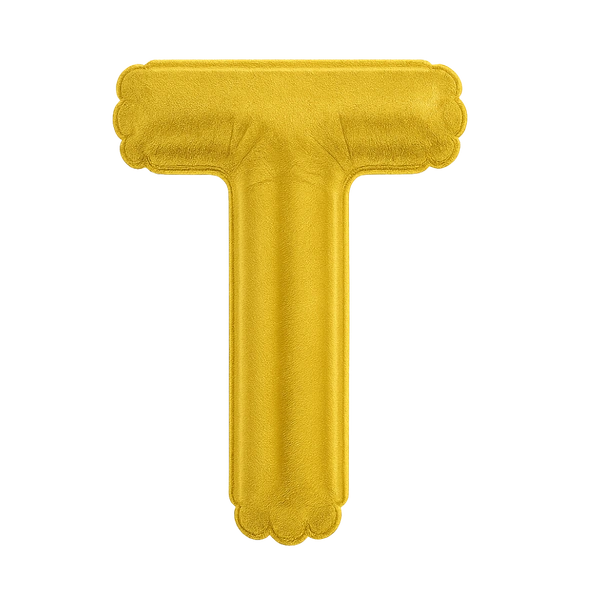 KIWI PARTY "T" ALPHABET/LETTER GOLDEN FOIL BALLOON 16 INCH