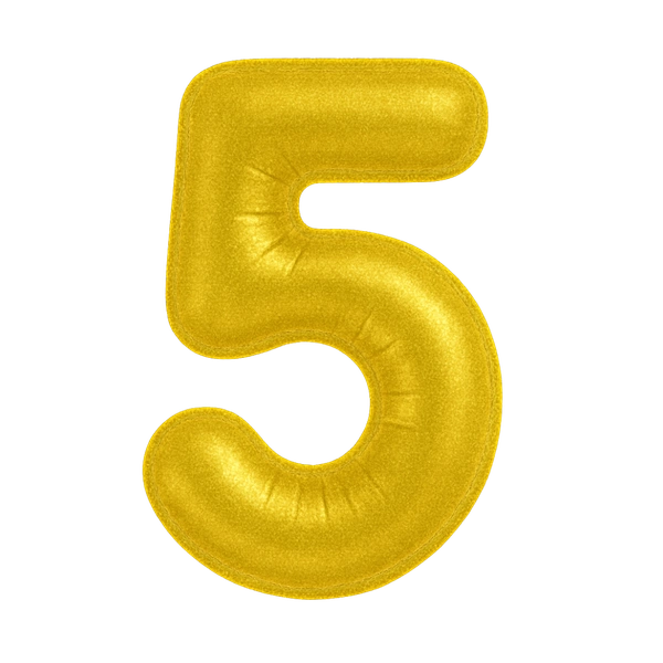KIWI PARTY "5" NUMBER GOLDEN FOIL BALLOON 16 INCH