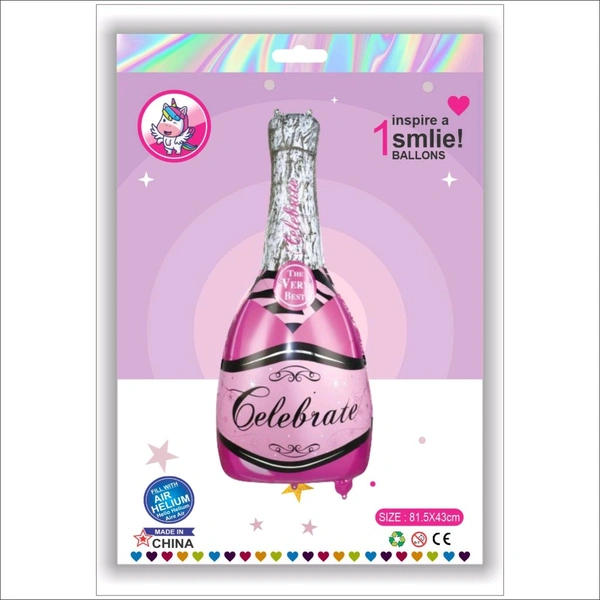 Celebration Pink Bottle Foil Balloon 32 Inch