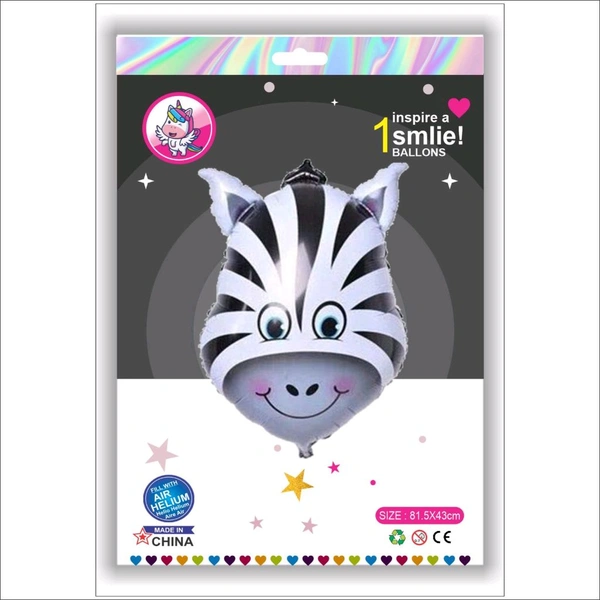Zebra Face Foil Balloon