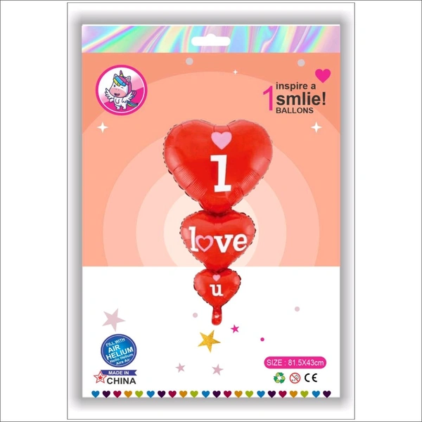 Kiwi Party  Love 3 Heart Foil Balloon