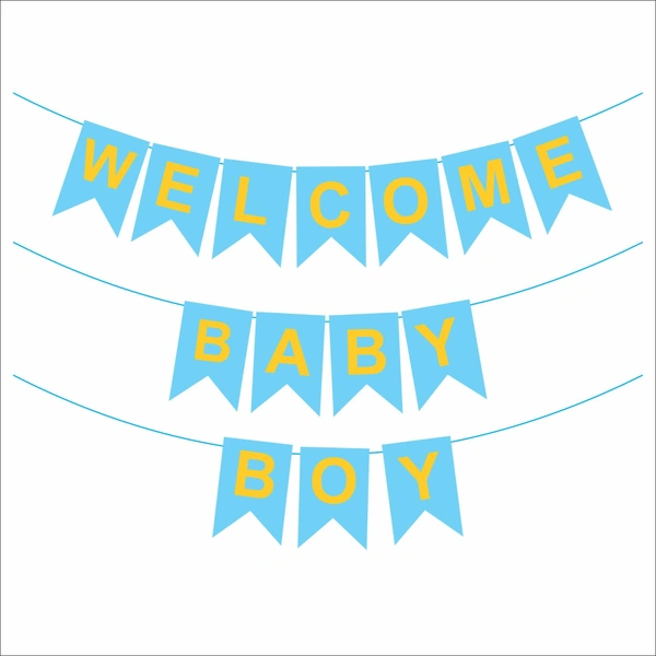 Welcome Baby boy Banner – Sky Blue (Wholesale Party Decoration)