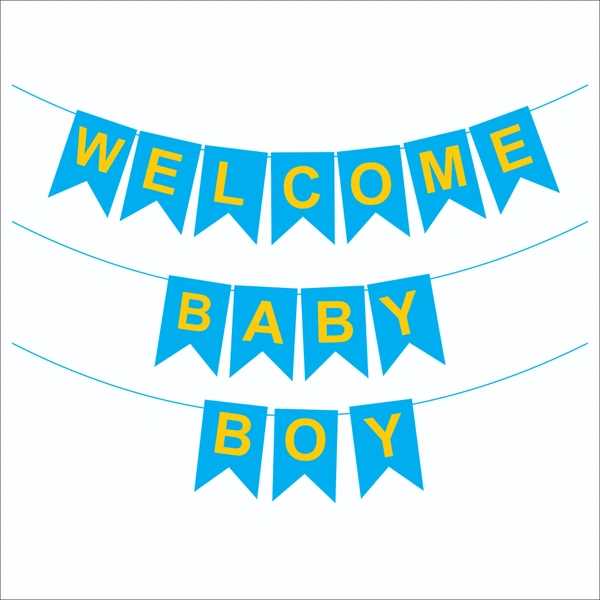 Welcome Baby boy Banner – Dark Blue (Wholesale Party Decoration)