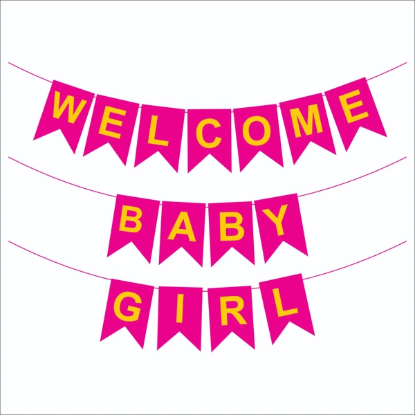 Welcome Baby Girl Dark Pink Banner (Wholesale)