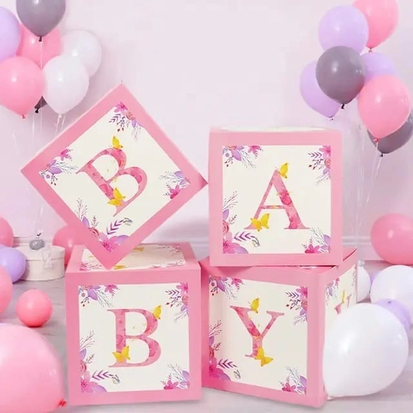 KIWI PARTY Pink-2 Baby Balloon Box Set for Baby Shower, Gender Reveal & First Birthday