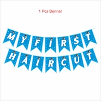 Kiwi Party My First Haircut Decoration Kit (Blue Theme) β 1 Banner, 8 Props & 8 Cutouts | Baby Boy Mundan Ceremony Party Set