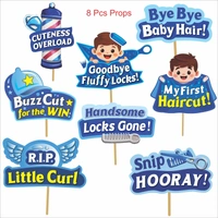 Kiwi Party My First Haircut Decoration Kit (Blue Theme) β 1 Banner, 8 Props & 8 Cutouts | Baby Boy Mundan Ceremony Party Set