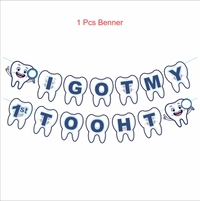 Kiwi Party I Got My 1st Tooth Decoration Kit β 1 Banner, 8 Props & 11 Cutouts | Baby Teething Celebration Party Set (Blue Theme)