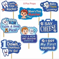 Kiwi Party I Got My 1st Tooth Decoration Kit β 1 Banner, 8 Props & 11 Cutouts | Baby Teething Celebration Party Set (Blue Theme)