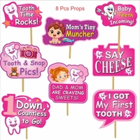 Kiwi Party I Got My 1st Tooth Decoration Kit (Pink Theme) β 1 Banner, 8 Props & 11 Cutouts | Baby Girl Teething Celebration Party Set