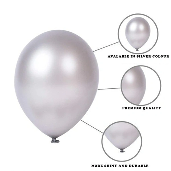 SILVER COLOUR 25 PCS METALLIC BALLOON