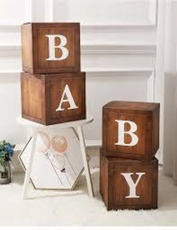 KIWI PARTY Wooden Baby Balloon Box Set for Baby Shower, Gender Reveal & First Birthday