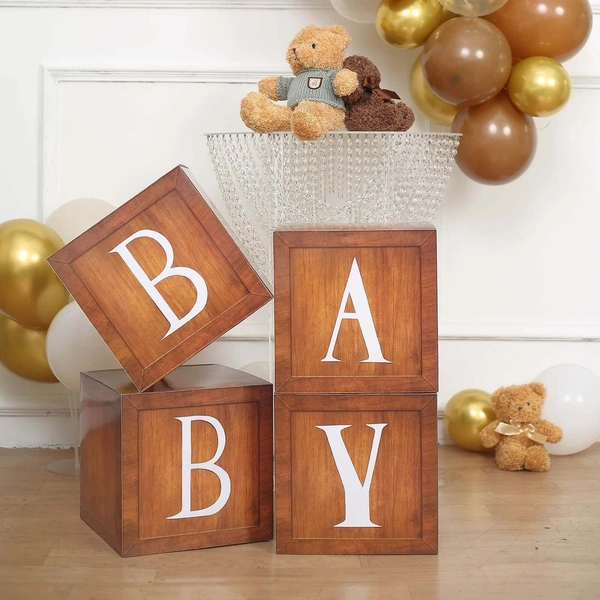 KIWI PARTY Wooden Baby Balloon Box Set for Baby Shower, Gender Reveal & First Birthday