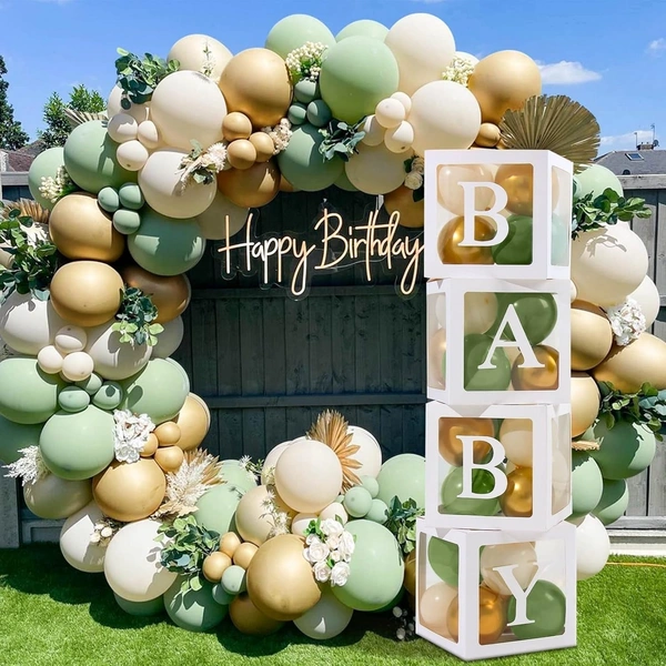 KIWI PARTY green Baby Balloon Box Set for Baby Shower, Gender Reveal & First Birthday