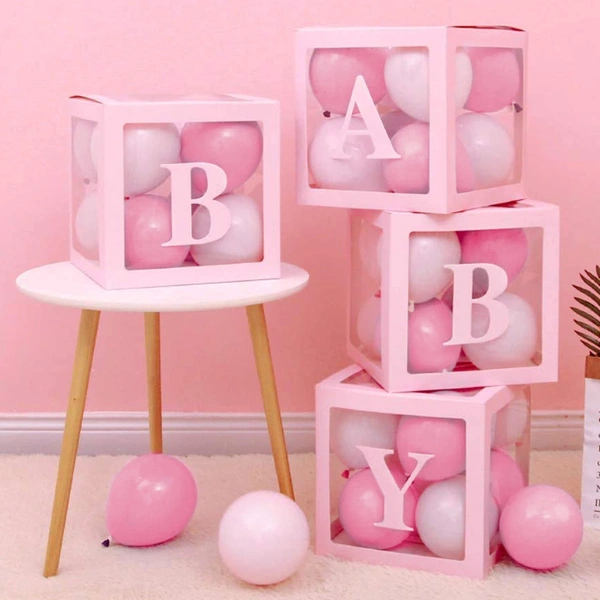 KIWI PARTY Pink-2 Baby Balloon Box Set for Baby Shower, Gender Reveal & First Birthday