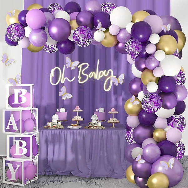KIWI PARTY Purple Baby Balloon Box Set for Baby Shower, Gender Reveal & First Birthday