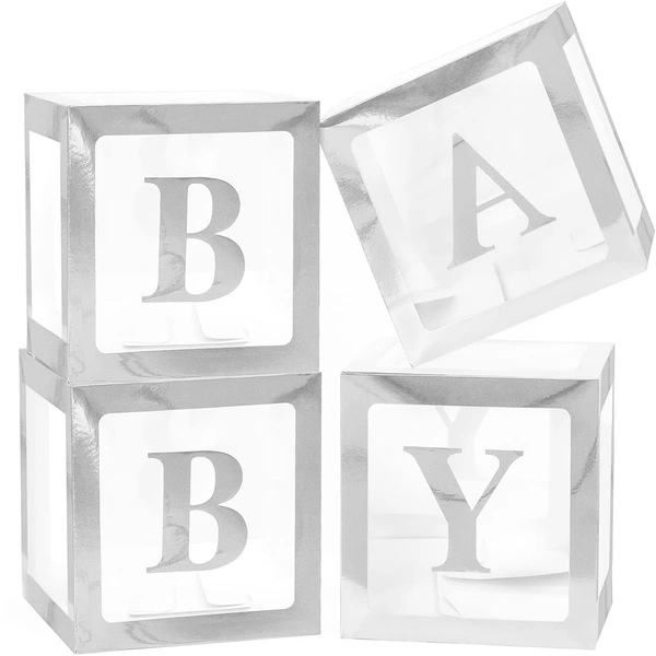 KIWI PARTY Silver Baby Balloon Box Set for Baby Shower