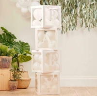 KIWI PARTY White Baby Balloon Box Set for Baby Shower, Gender Reveal & First Birthday