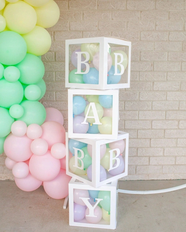 KIWI PARTY White Baby Balloon Box Set for Baby Shower, Gender Reveal & First Birthday