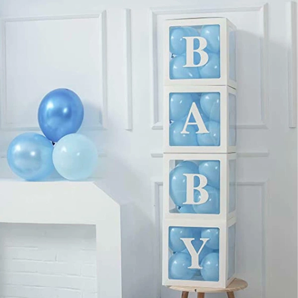 KIWI PARTY Blue Baby Balloon Box Set for Baby Shower, Gender Reveal & First Birthday