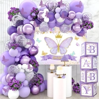 KIWI PARTY Purple Baby Balloon Box Set for Baby Shower, Gender Reveal & First Birthday