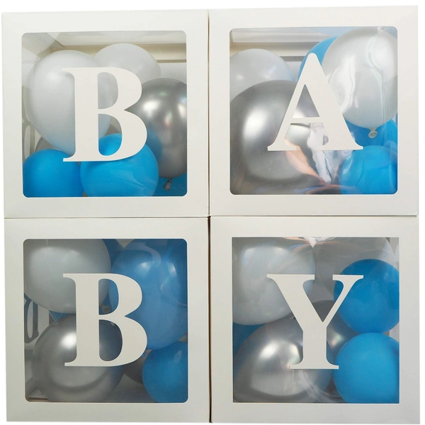 KIWI PARTY Blue-2 Baby Balloon Box Set for Baby Shower, Gender Reveal & First Birthday