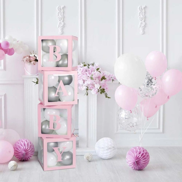 KIWI PARTY Pink Baby Balloon Box Set for Baby Shower, Gender Reveal & First Birthday
