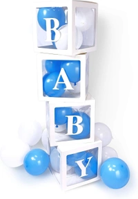 KIWI PARTY Blue-2 Baby Balloon Box Set for Baby Shower, Gender Reveal & First Birthday