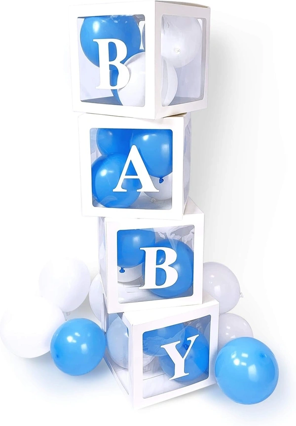 KIWI PARTY Blue Baby Balloon Box Set for Baby Shower, Gender Reveal & First Birthday