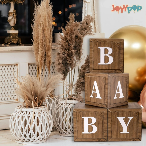 KIWI PARTY Wooden Baby Balloon Box Set for Baby Shower, Gender Reveal & First Birthday