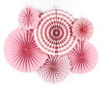 PAPER FAN BLUE COLOUR 6 PCS SET