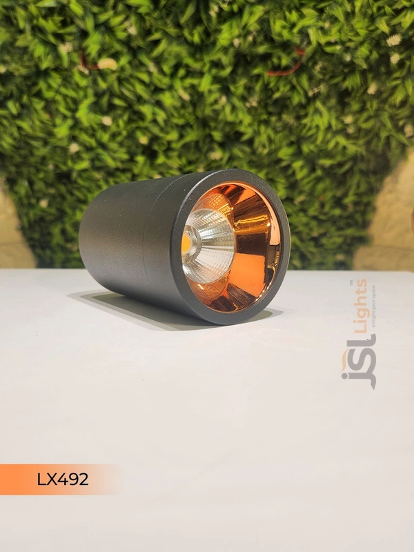 LX492 12W Round Black RG Surface Cylinder Light - 12W, 3000K
