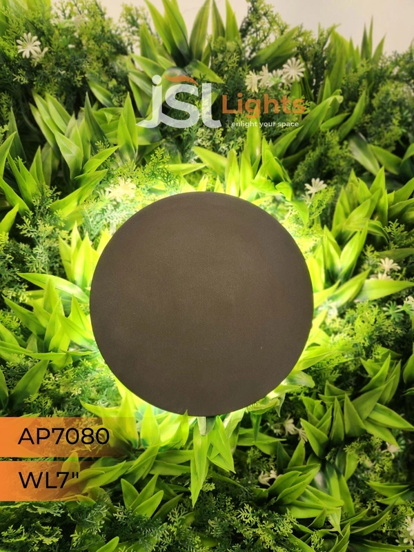 7080 12W Black Round Moon Outdoor Wall Washer - RD