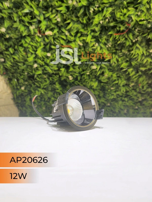 APRA AP 20626 12W Black Deep Recessed COB Downlight PB Reflector - 12W, 6000K, White