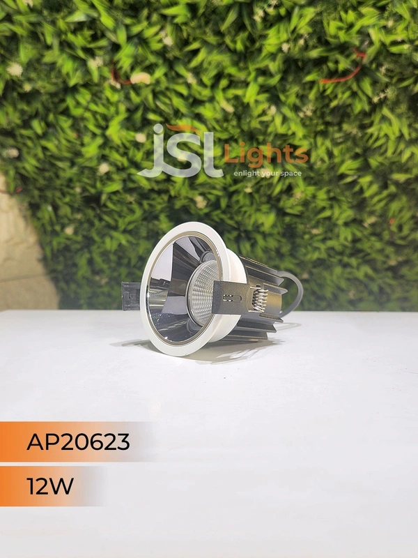 APRA AP 20623 12W White Deep Recessed COB Downlight SS Reflector - 12W, 6000K, White