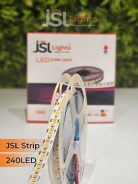 JSL 12V Warm white LED Strip Light – 240 LEDs/m | 3000K | 5M Roll | 9mm Width - 240LED, WW