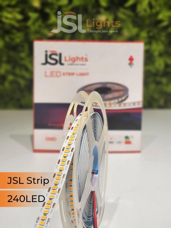 JSL 12V Warm white LED Strip Light – 240 LEDs/m | 3000K | 5M Roll | 9mm Width - 240LED, WW