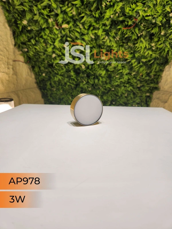 APRA  AP978 3W Round Surface  Diffuser  Panel Light - 3W, 3000K, PB