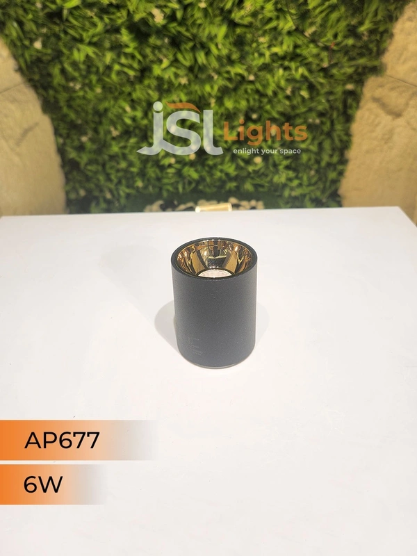 APRA AP677 6W Round Surface Cylindrical Light - 6W, 3000K, Black