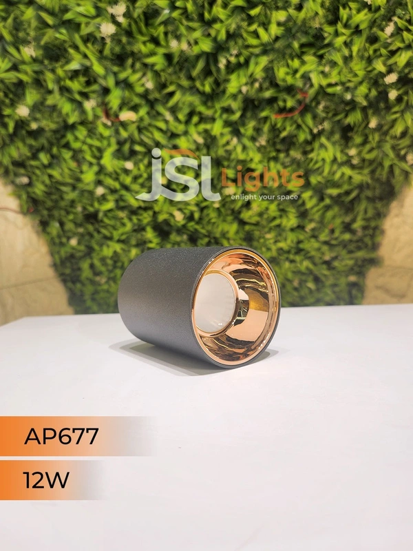 APRA AP677 12W Round Surface Cylindrical Light - 12W, 4000K, Black