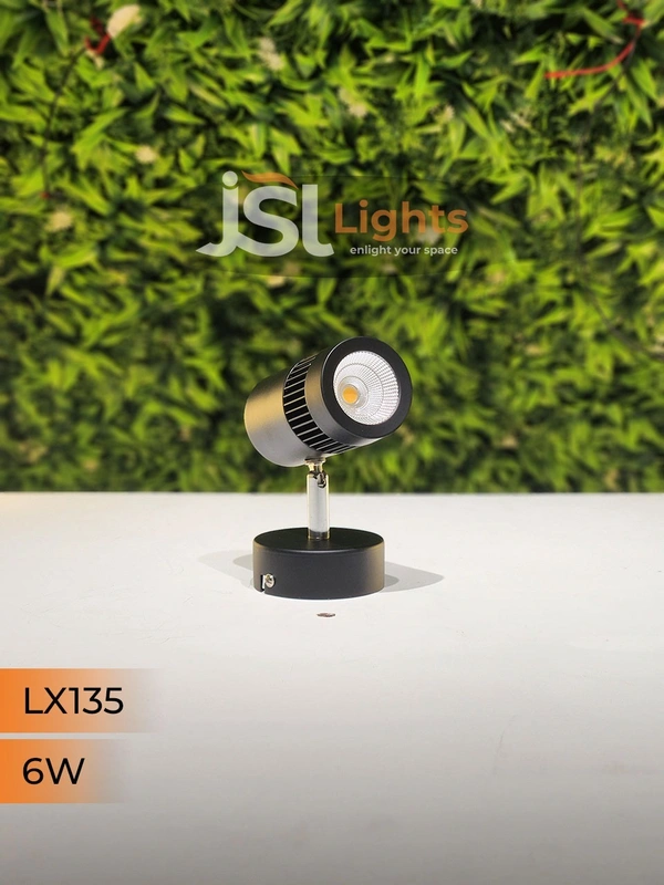 LX 135 6W LED Wall Spotlight Black Body - 6W, 3000K, Black