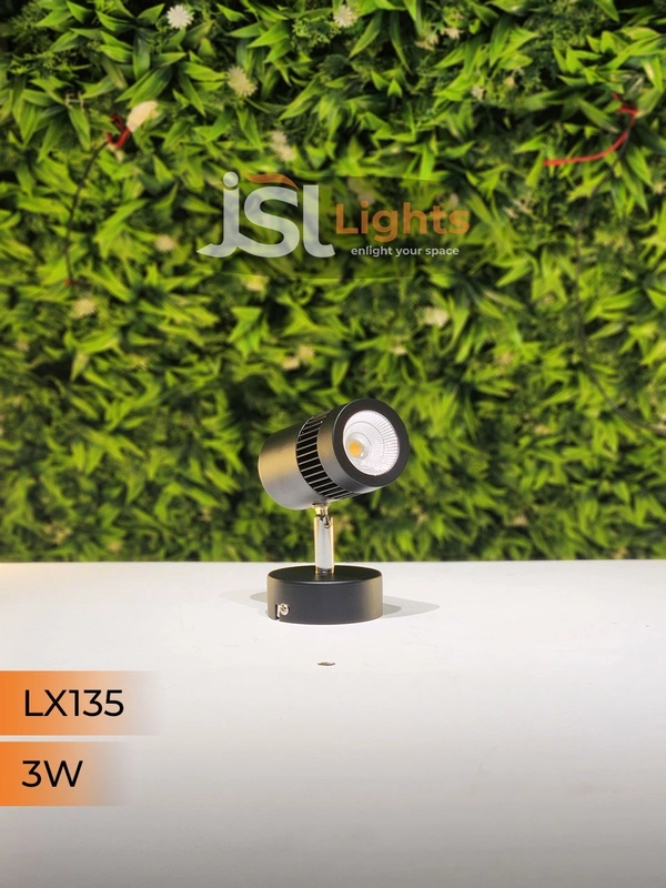 LX 135 3W LED Wall Spotlight Black Body - 3W, 3000K, Black