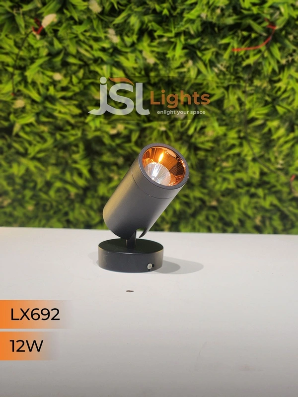 LX 692 12W LED Wall Spotlight Black Body - 12W, 6000K, Black