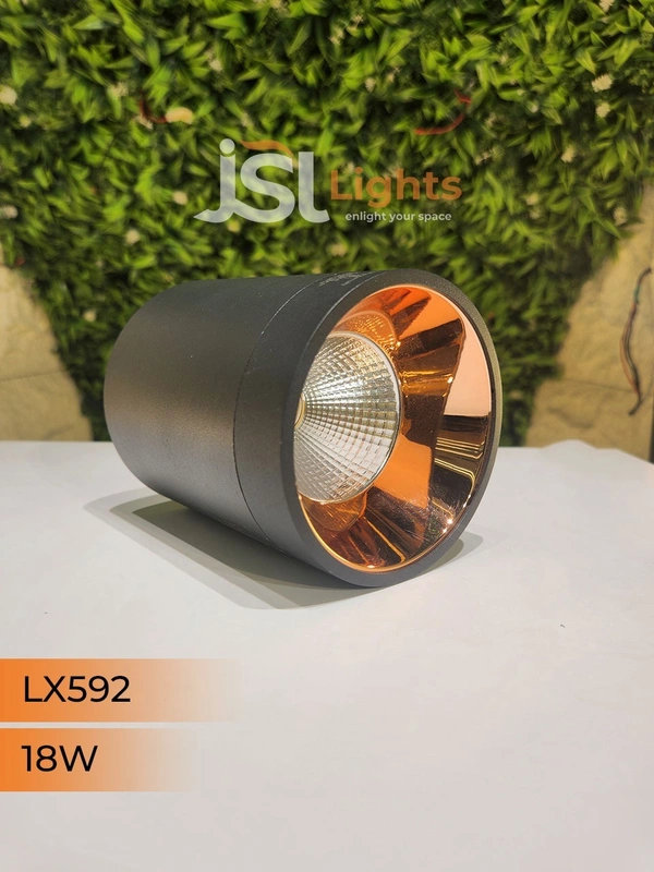 LX592 18W Round Black RG Surface Cylinder Light - 18W, 3000K