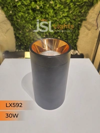 LX592 30W Round Black RG Surface Cylinder Light - 30W, 3000K