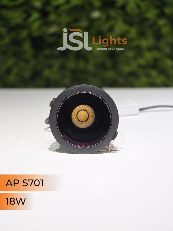 APRA S 701 18W BK PB Round Deep Recessed COB Downlight - 18W, 3000K