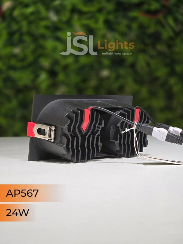 APRA567 24W BK RG Square Recessed Linear COB Downlight - 24W, 3000K