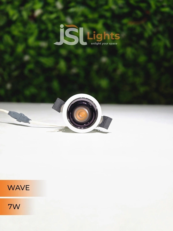 JSL Wave 7W White PB Deep Recessed COB Downlight - 7W, 3000K
