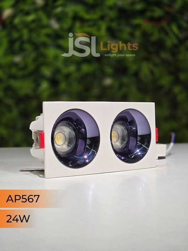 APRA567 24W PKW PB Square Recessed Linear COB Downlight - 24W, 3000K