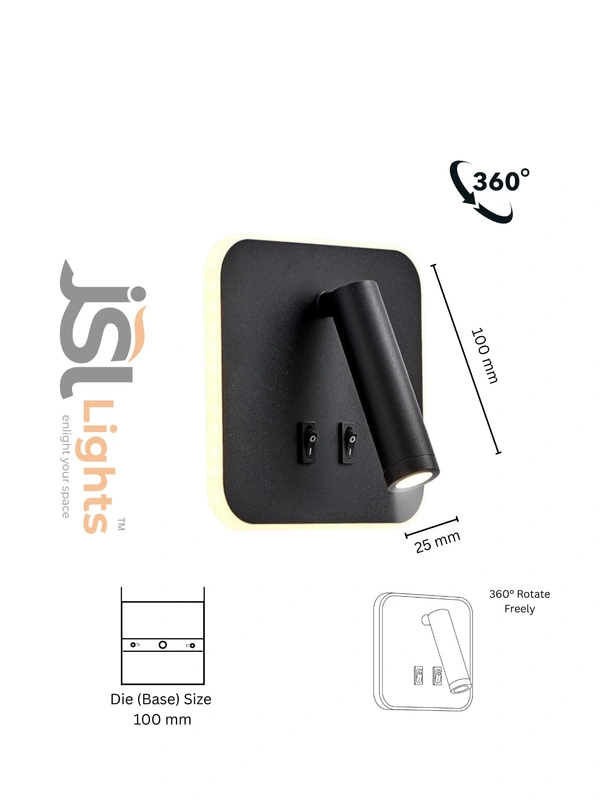 AP7079 - SQ12W Black Wall Spotlight | New Premium Wall Focus light - 1 pcs